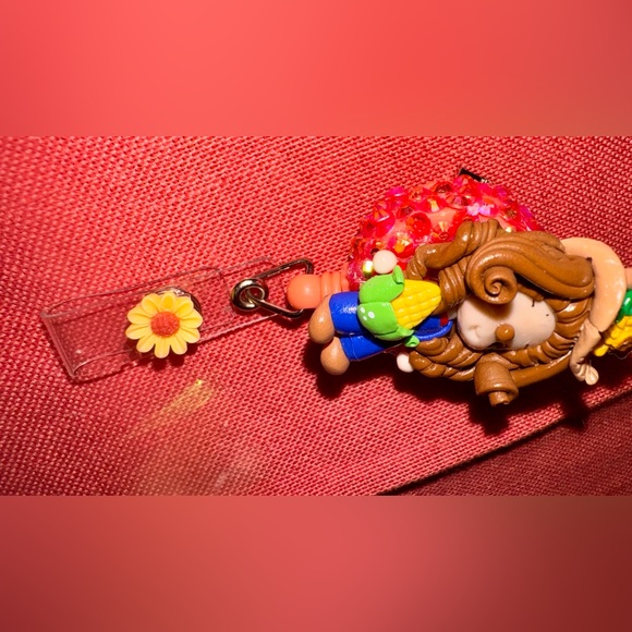 Charming Doll Keychain with Blue Overalls and Brown Hair - Picture 2 of 6